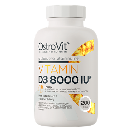 OstroVit Vitamīns D3 8000 SV – 200 tabletes